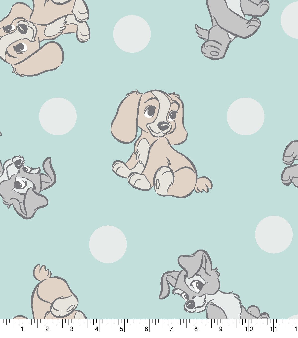 Lady and the Tramp Fleece Fabric White Dot