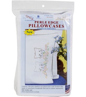 Jack Dempsey Needle Art Kittens Stamped Perle Edge Pillowcases 2pk