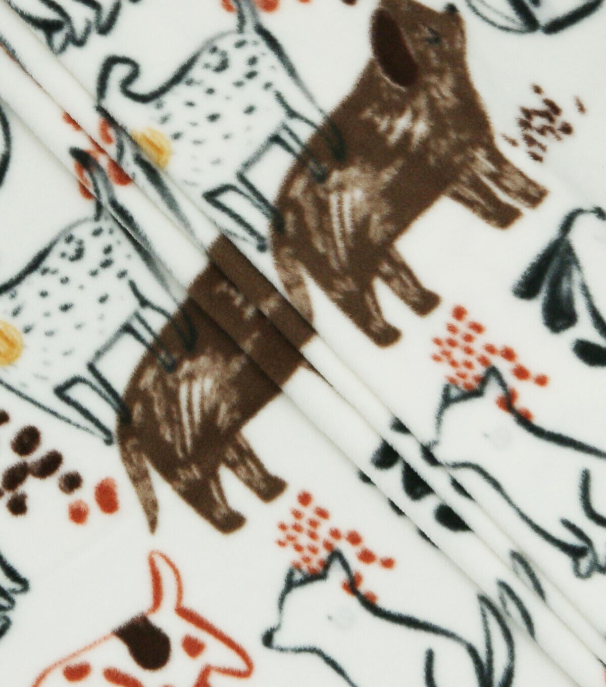 Multiple Sketched Dogs Anti Pill Fleece Fabric
