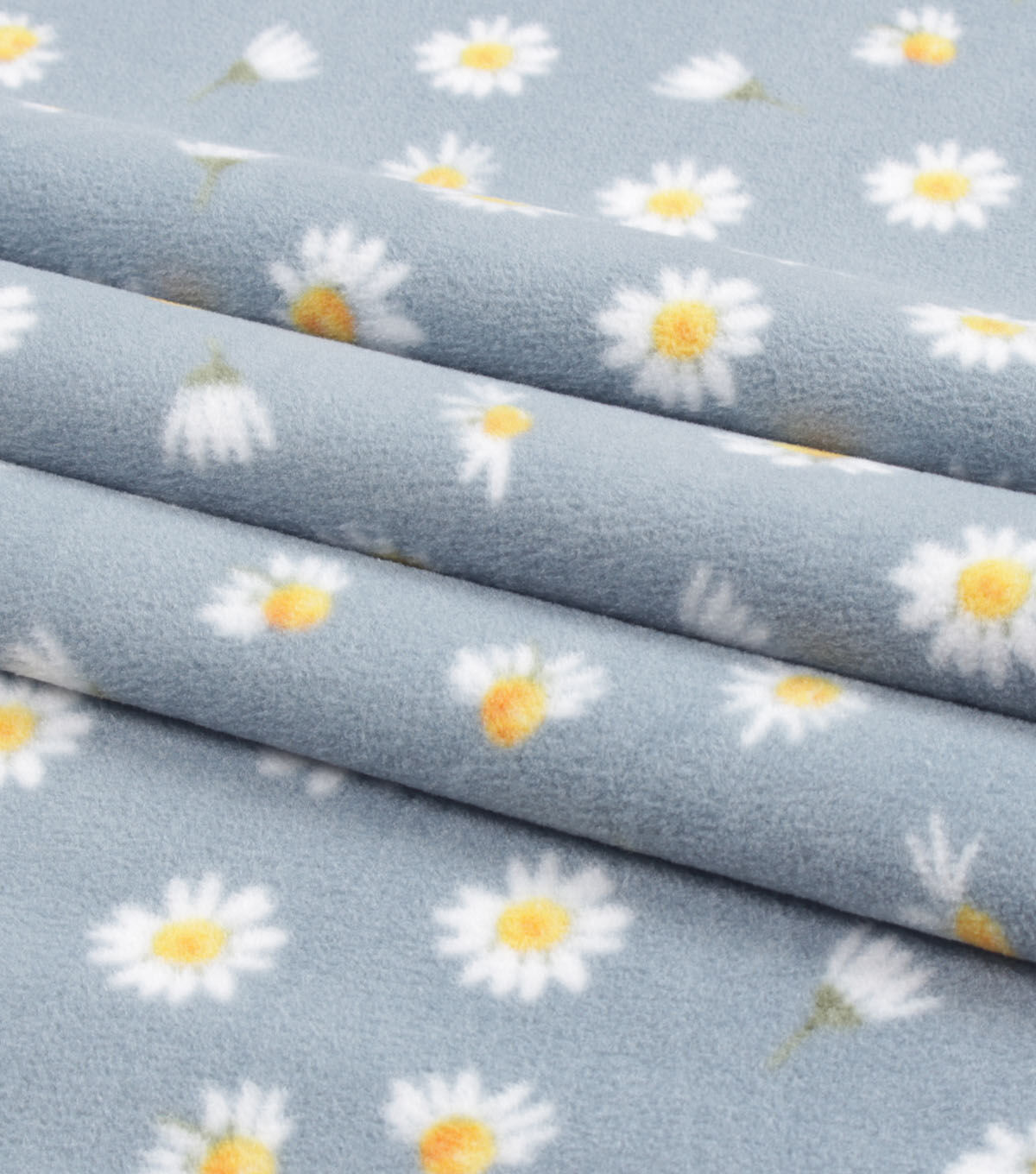 Daisies on Blue Anti Pill Fleece Fabric