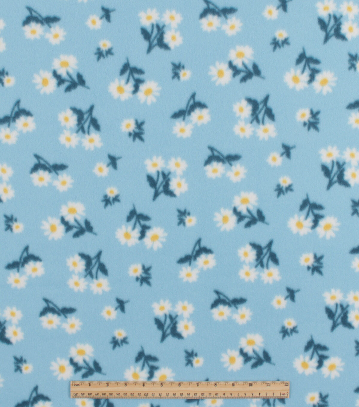 Blue Daisy Floral Blizzard Prints Fleece Fabric