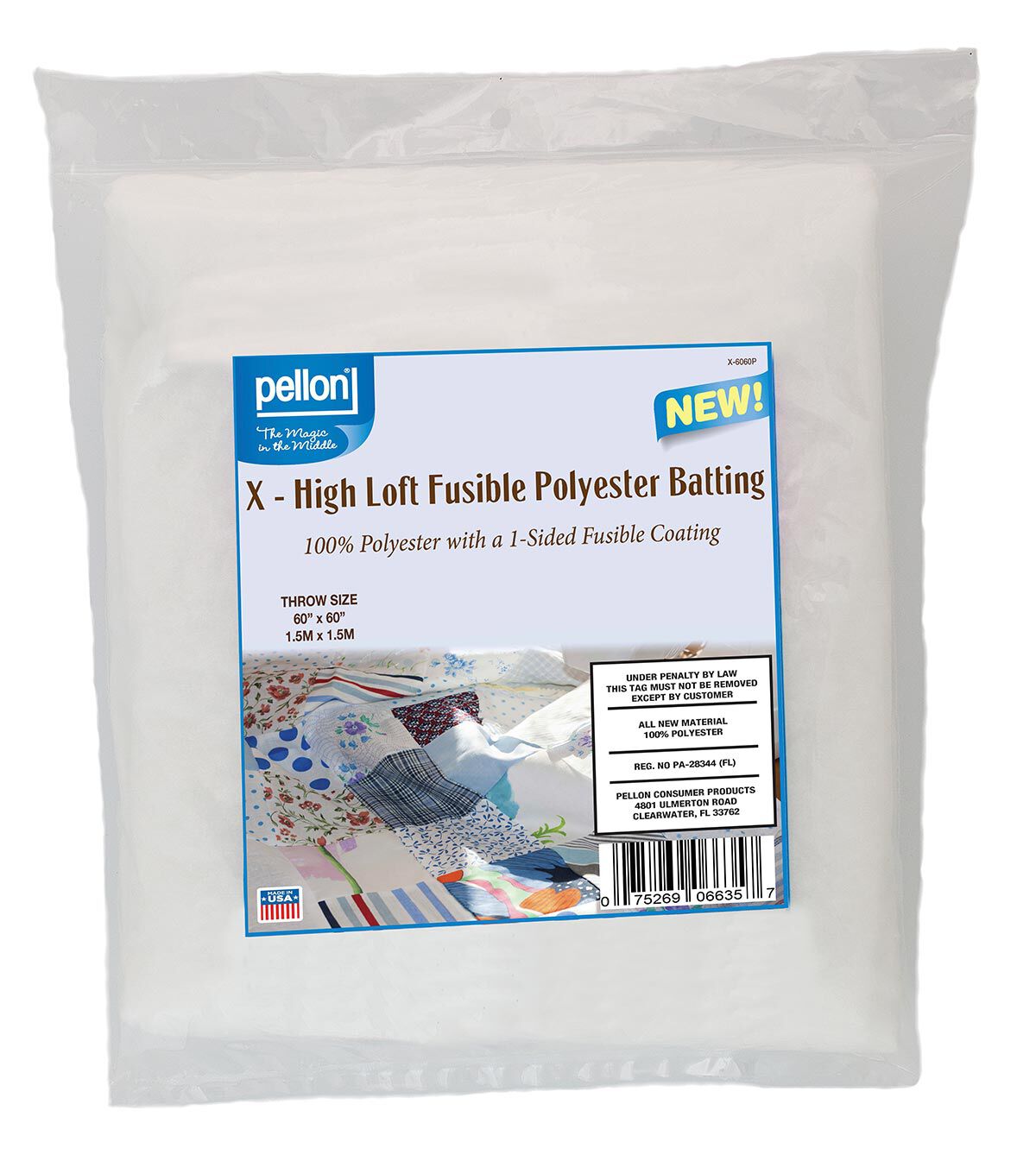 Pellon 1 Sided Fusible Polyester Batting 60