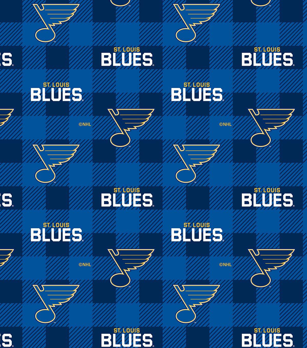 St. Louis Blues Fleece Fabric Buffalo Check