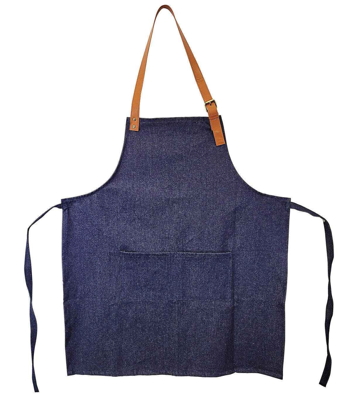 Unisex Apron with Adjustable Vegan Leather Straps - Denim
