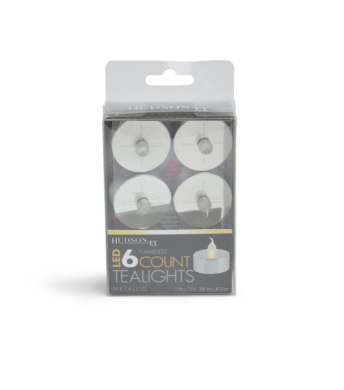 6pk Metallic Silver Tealights by Hudson 43