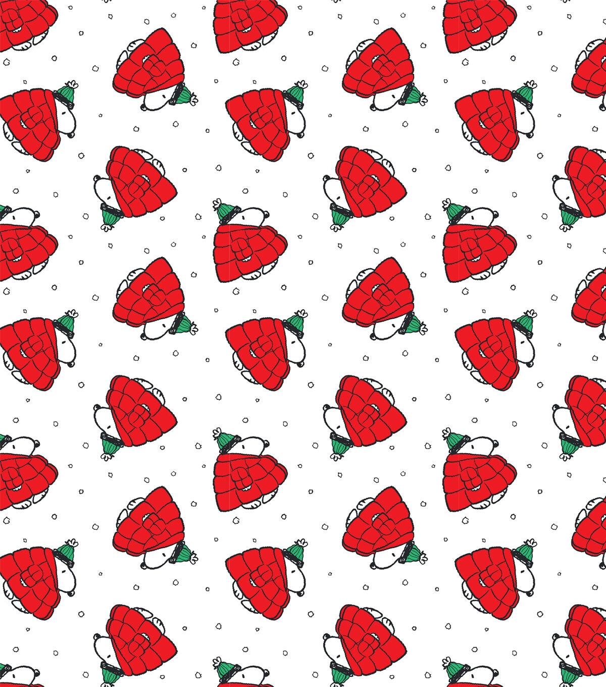 Snoopy in Puffy Coat Christmas Cotton Fabric