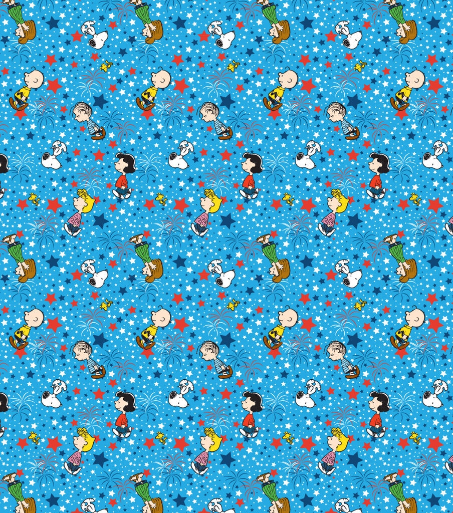 Peanuts Star Spangled on Blue Cotton Fabric