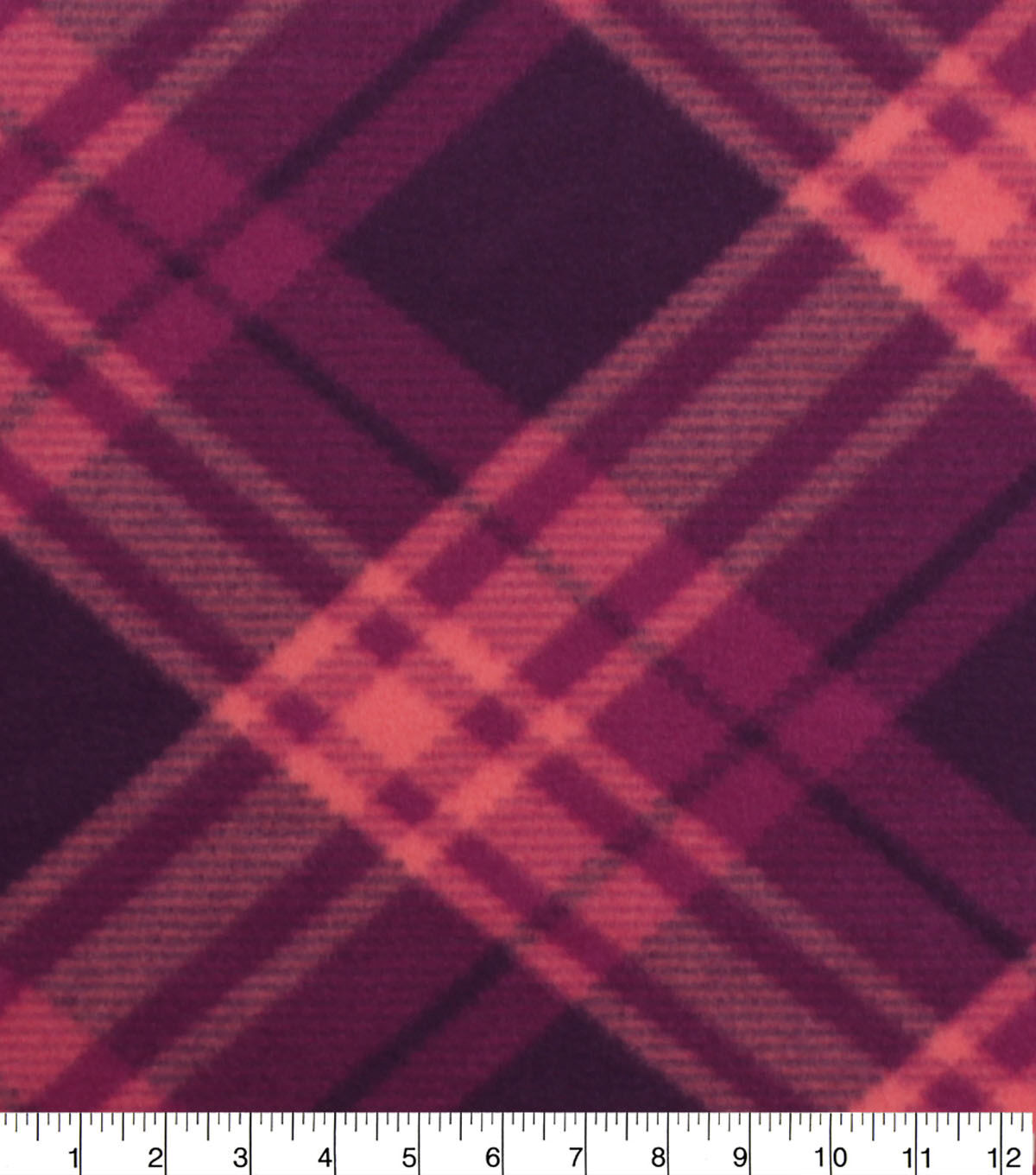 Plum Bias Plaid Blizzard Fleece Fabric