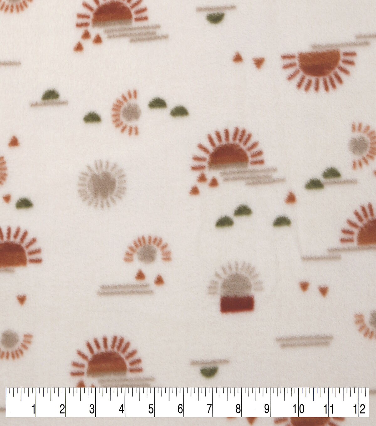 Suns on Beige Anti Pill Fleece Fabric