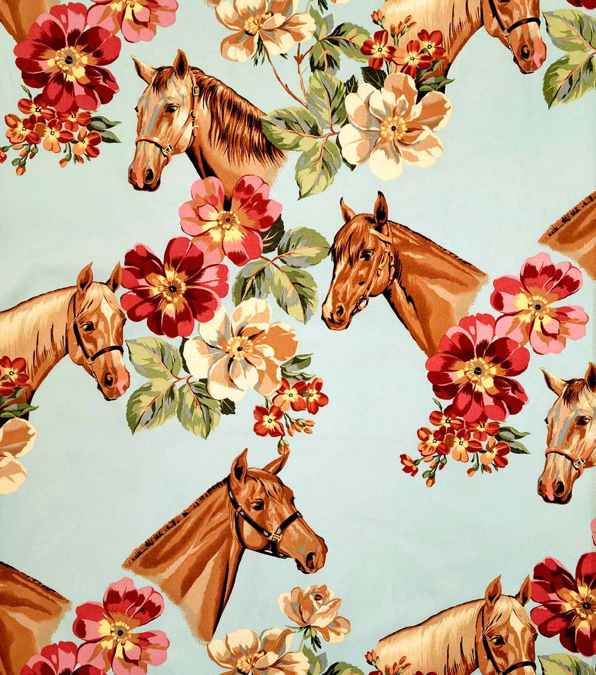 Alexander Henry Blossom Stables on Blue Premium Cotton Fabric