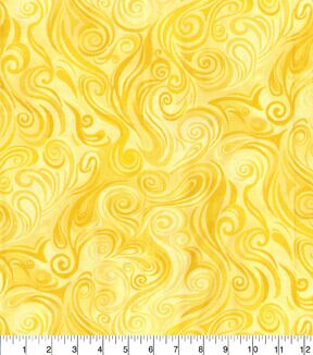 Yellow Bold Swirls Cotton Fabric by Keepsake Calico